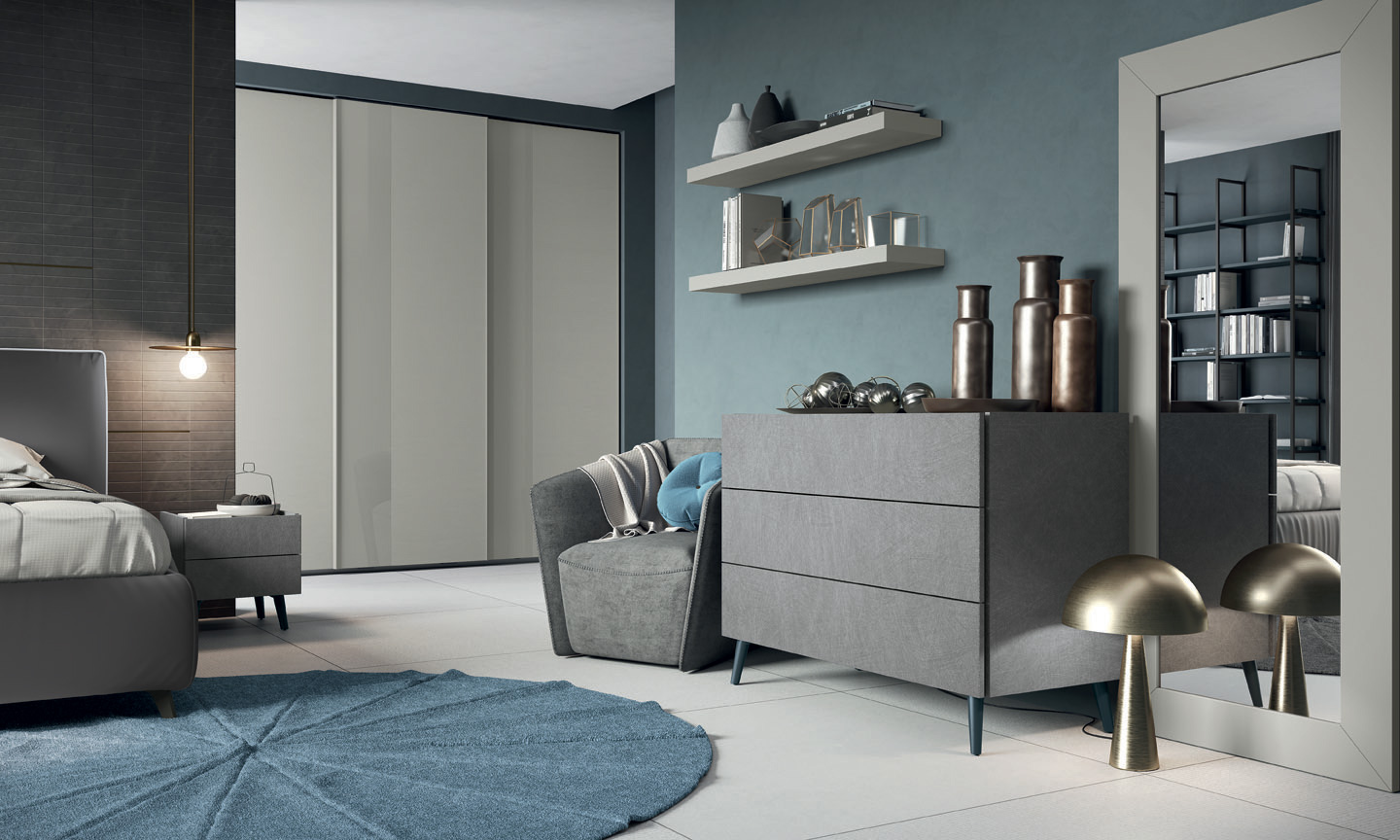 Colombini Casa Camera Matrimoniale Como Grigio Moderno Golf