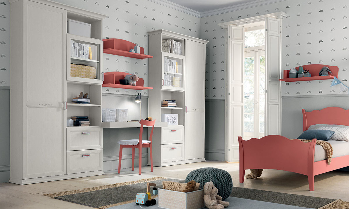 COLOMBINI CASA Arcadia Cameretta Singola Per Bambini In Stile Classico Zona Studio