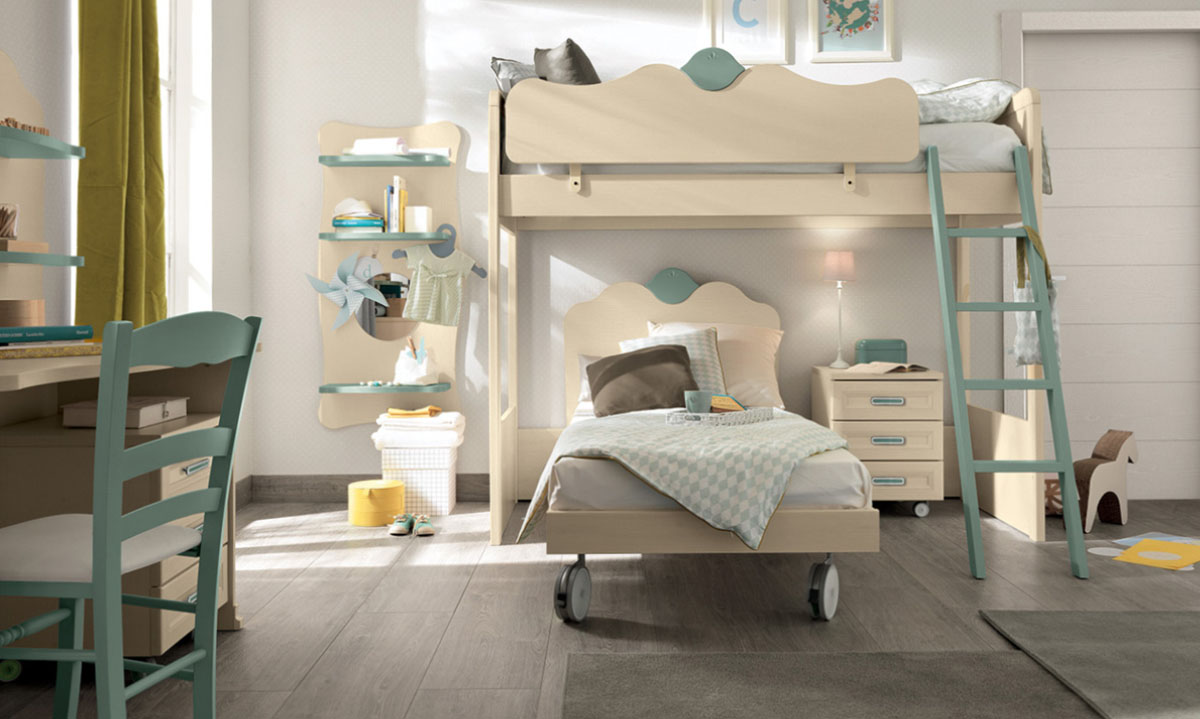 COLOMBINI CASA Camerette Bambini Stile Classico Composizione Tipo Beige E Verde Dettaglio Letto A Castello 1