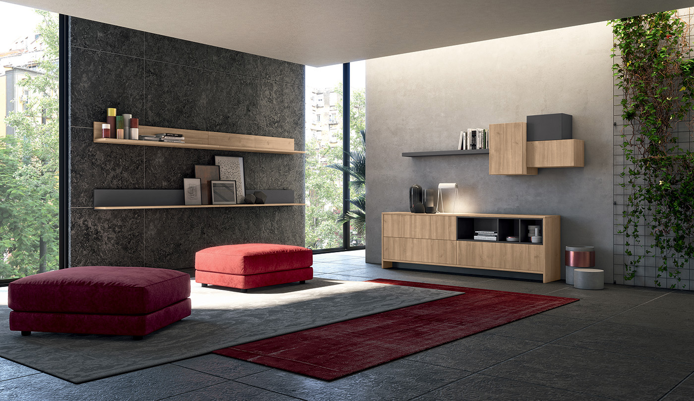 Colombini Zona Giorno Casa Mobile Soggiorno Golf Composizione3