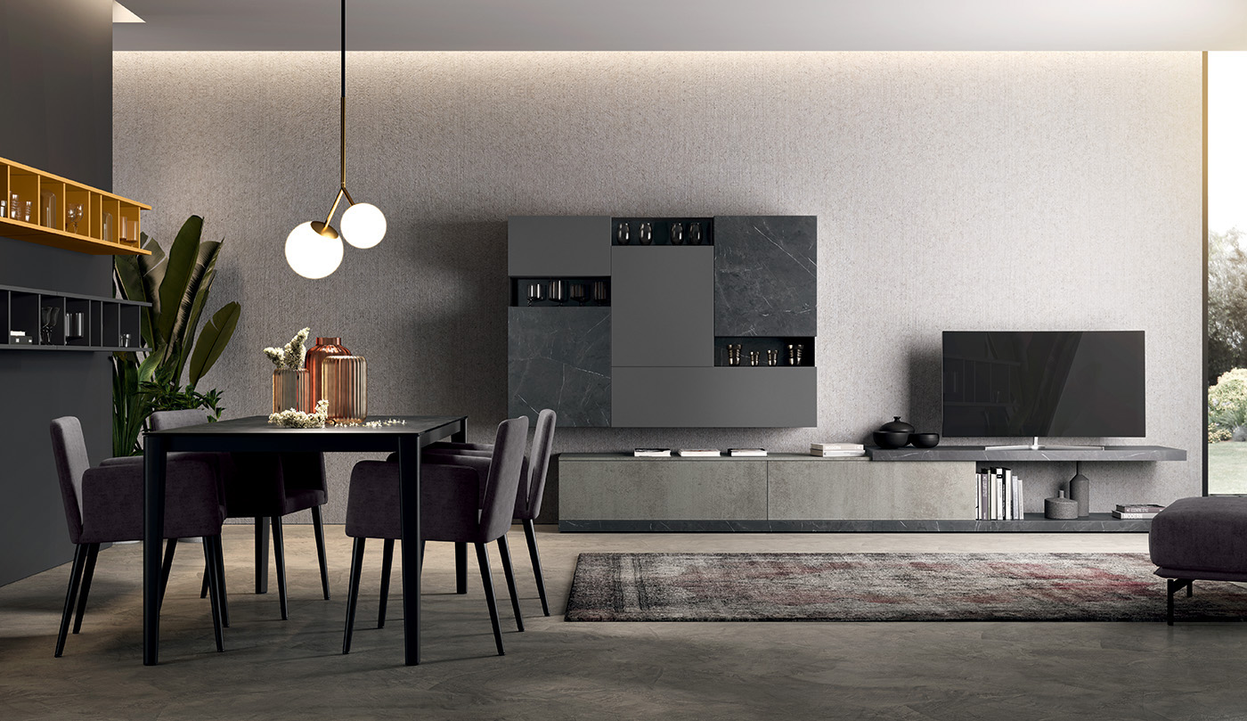 Colombini Zona Giorno Composizione Tipo Soggiorno Grigio Scuro